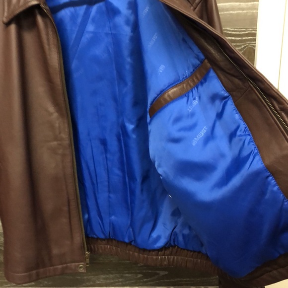 Merit Awards brown leather bomber jacket - Picture 3 of 5